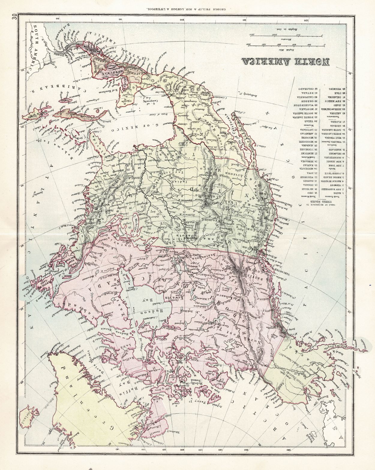 North America antique map 1891
