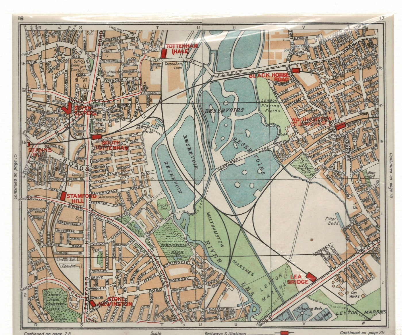 Stamford Hill and Tottenham North East London antique map 1926