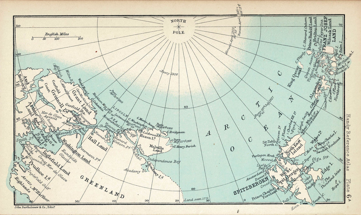 North Polar Region antique map published 1909