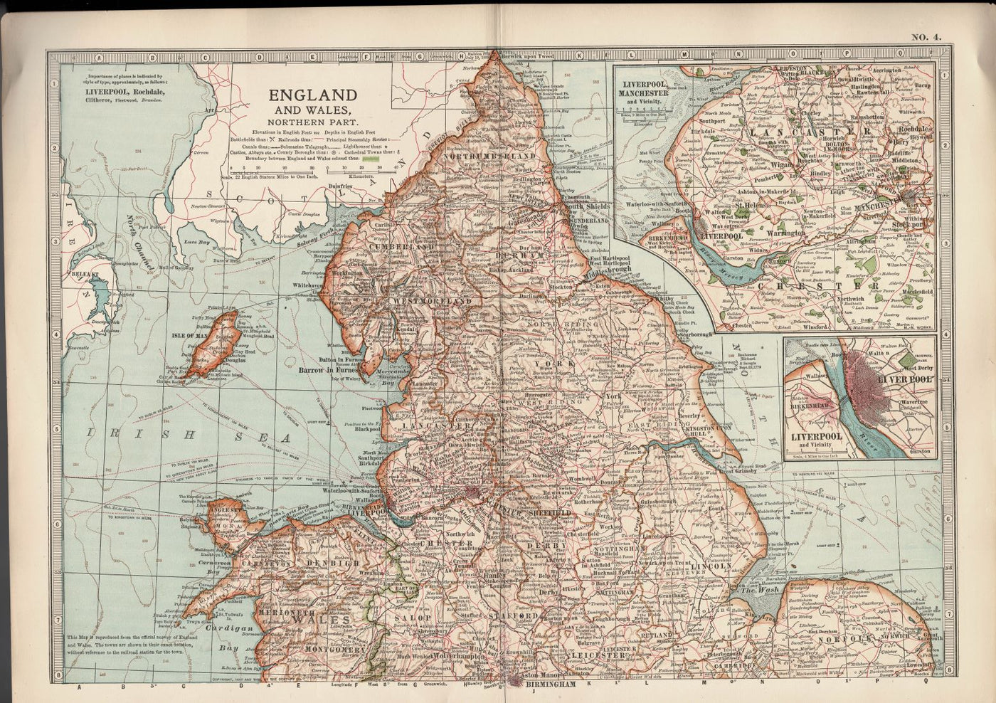 England and Wales Northern Parts antique map Encyclopedia Britannica 1903