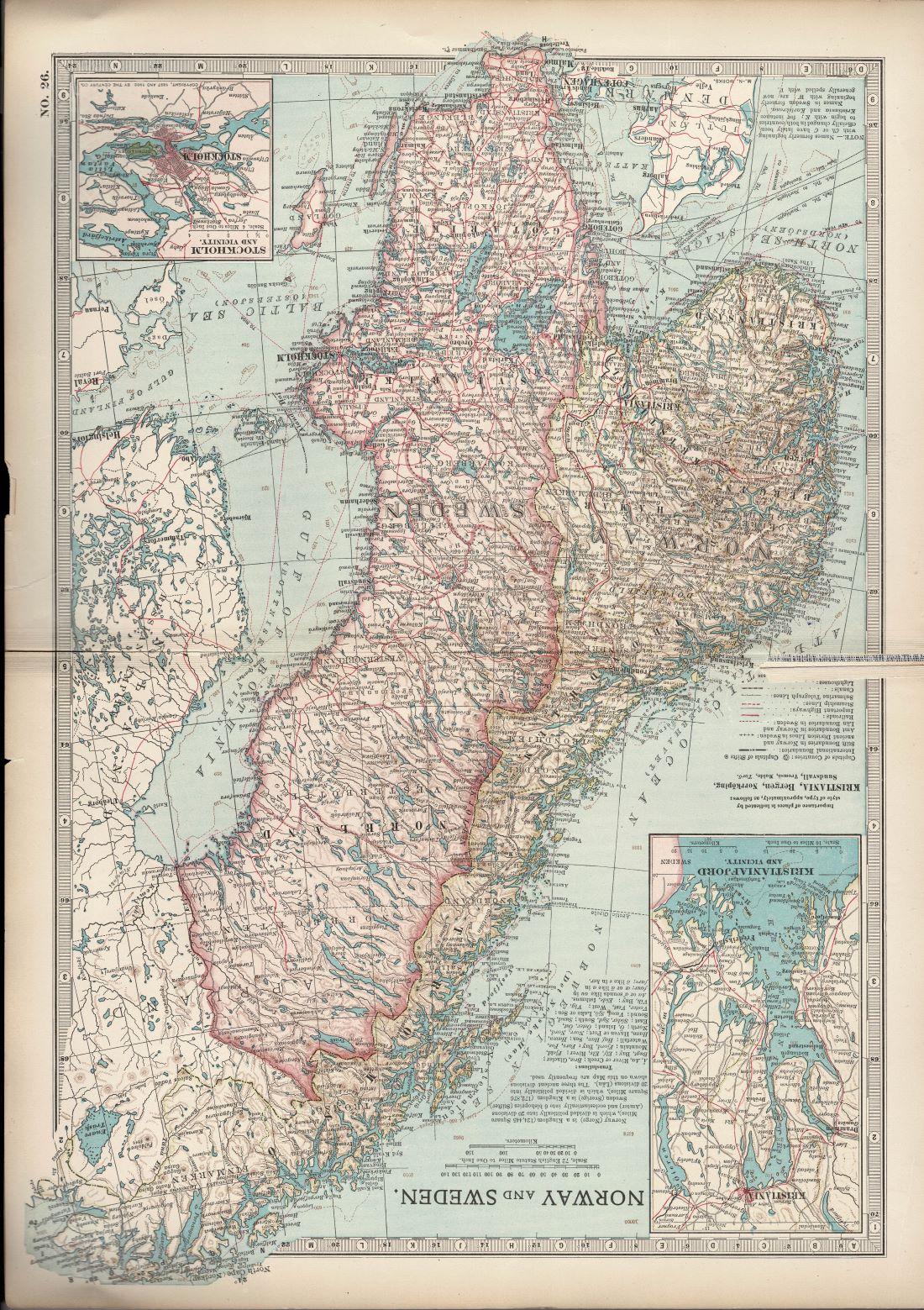 Norway & Sweden antique map from Encyclopaedia Britannica 1903