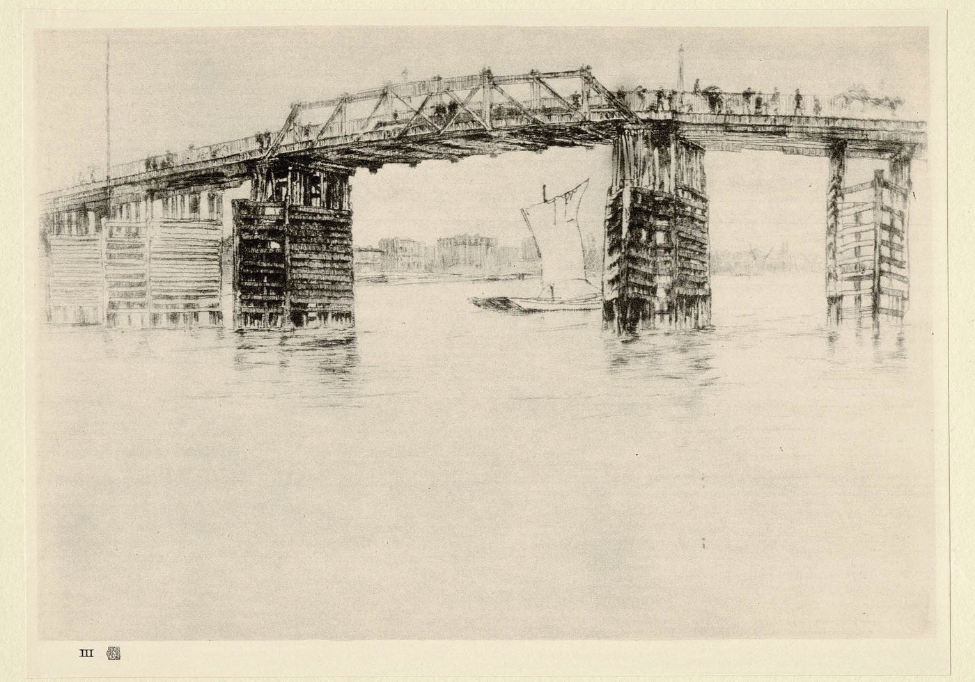 Old Battersea Bridge by James McNeill Whistler from 'The Studio,' 1930