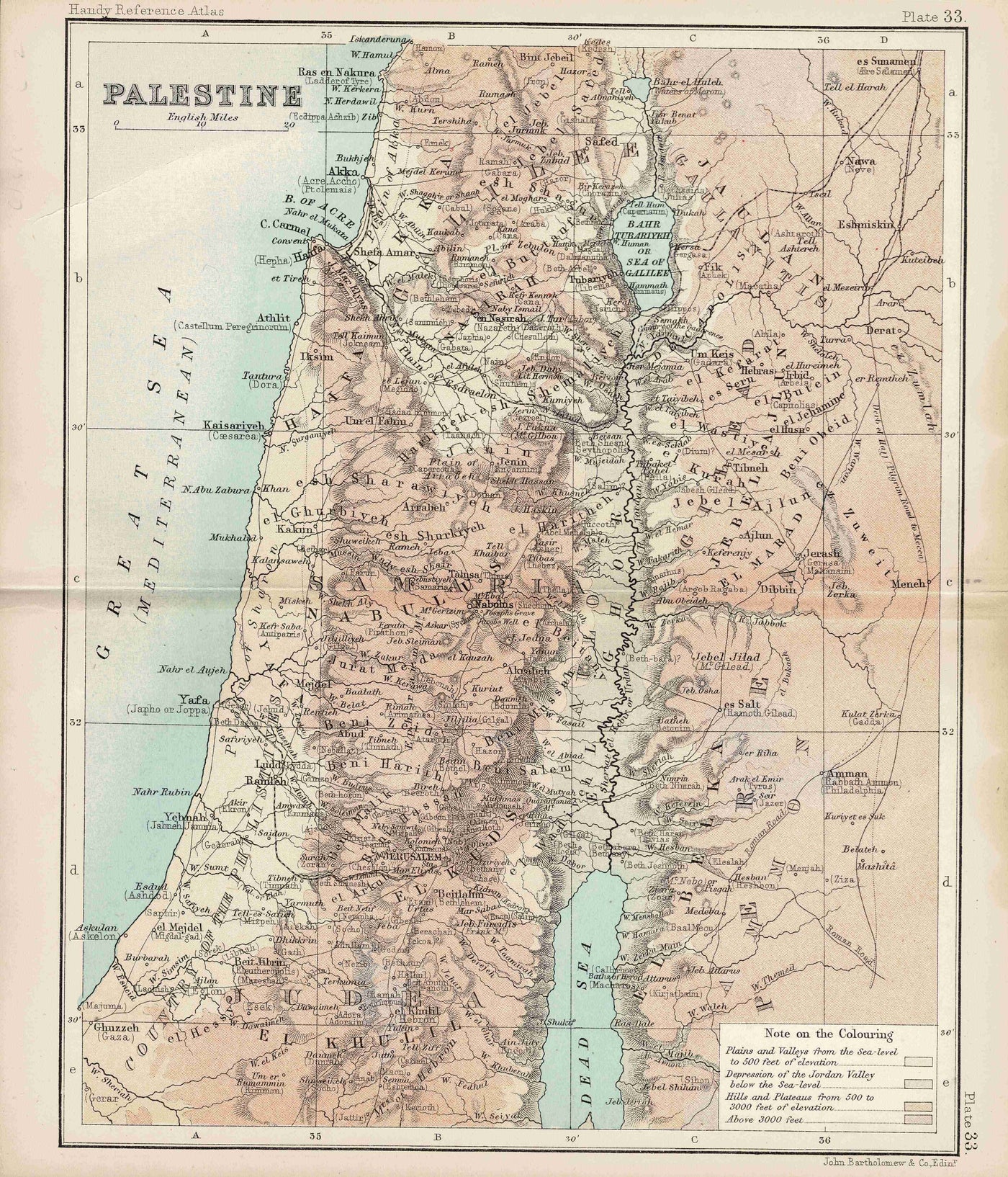 Palestine antique map published 1898