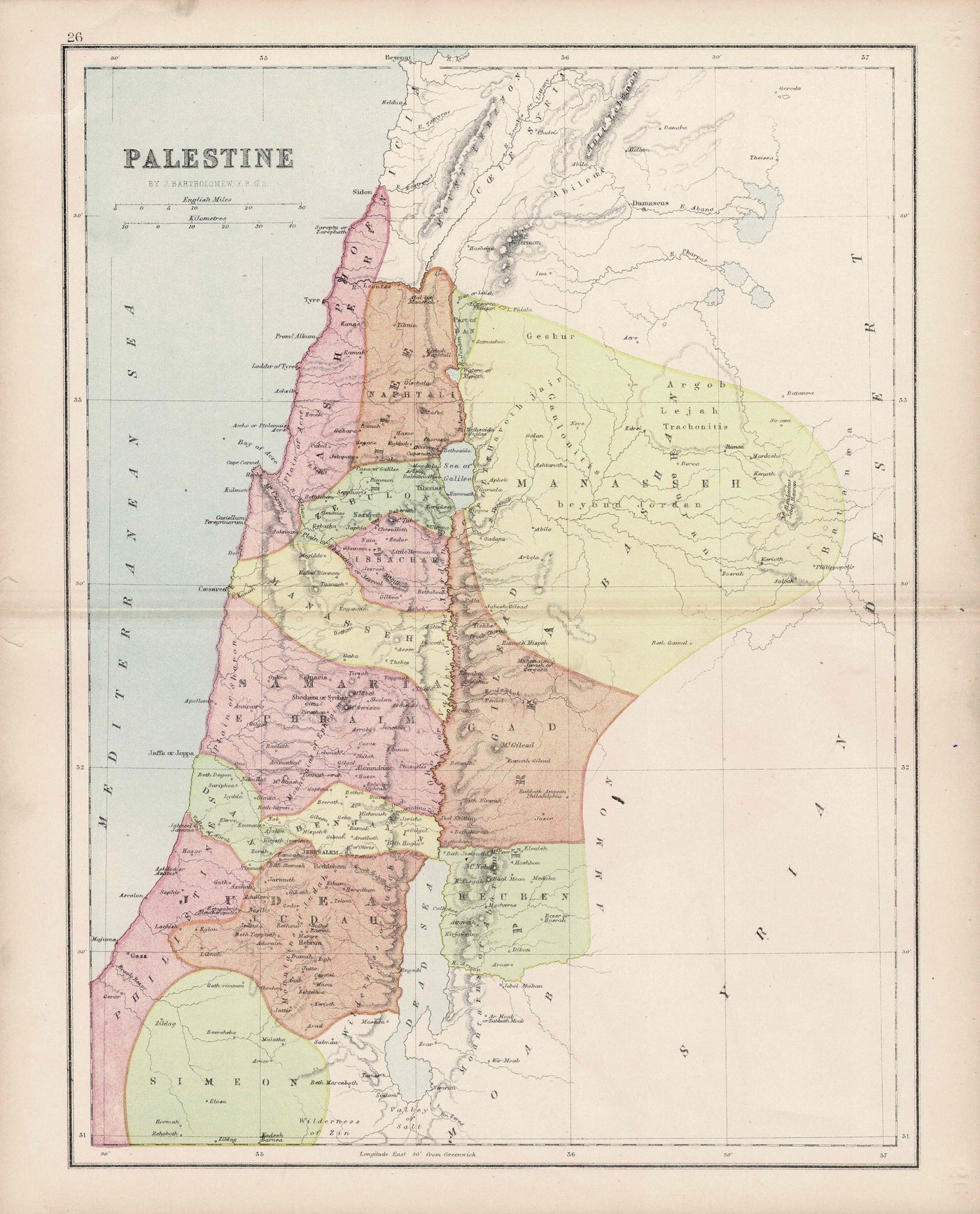 Palsteni Map Palestine antique map published 1873 – Maps and Antique Prints