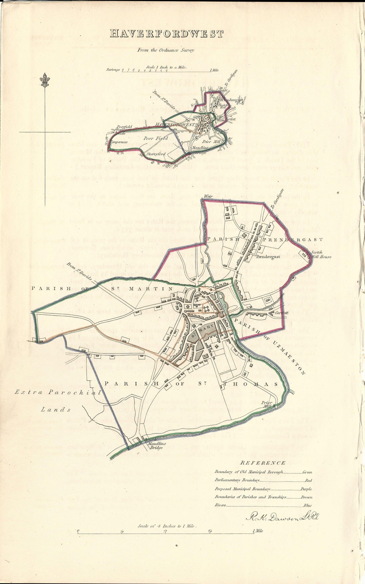 Haverfordwest Ordnance Survey antique map 1837