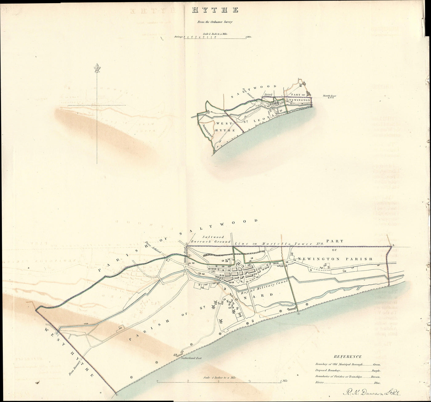 Hythe Ordnance Survey antique map 1837