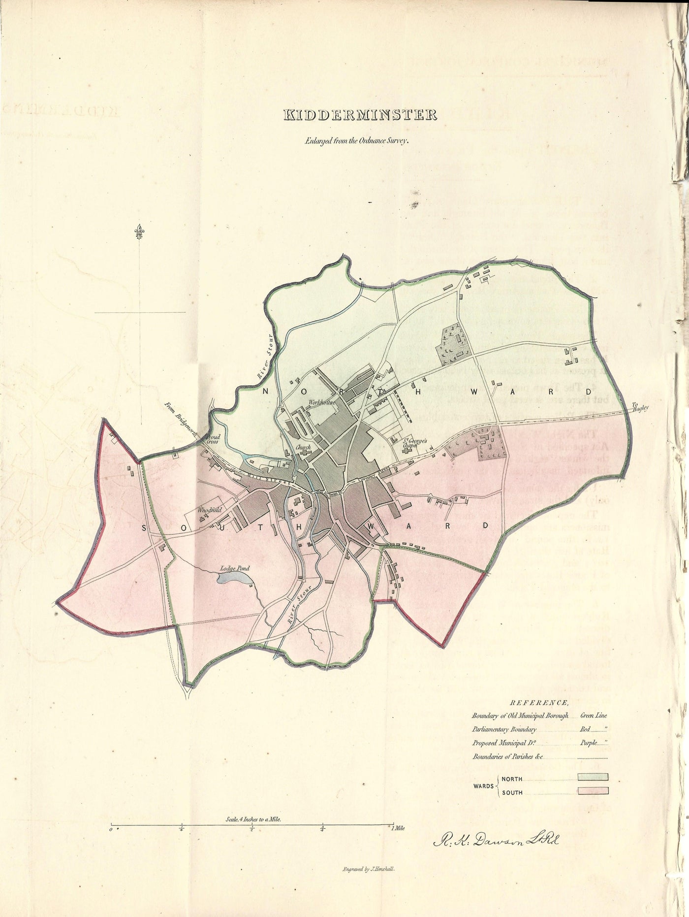 Kidderminster antique map 1837
