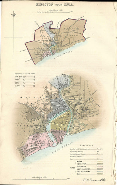 Kingston upon Hull antique map 1837