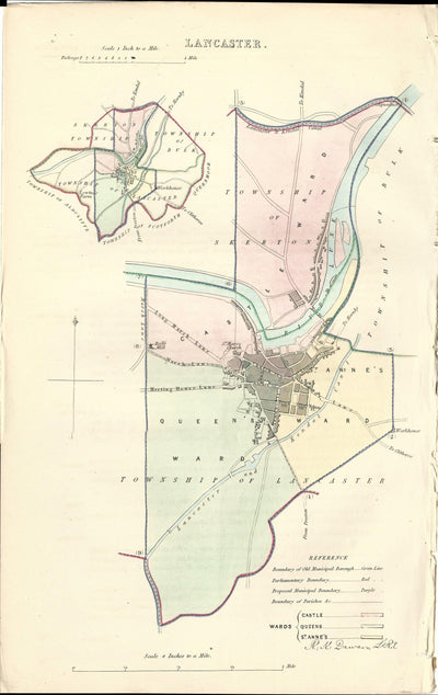 Lancaster Ordnance Survey antique map 1837