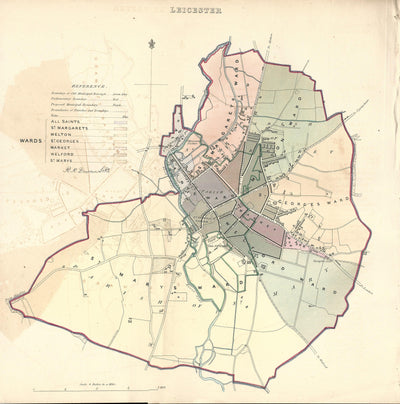Leicester Ordnance Survey antique map 1837