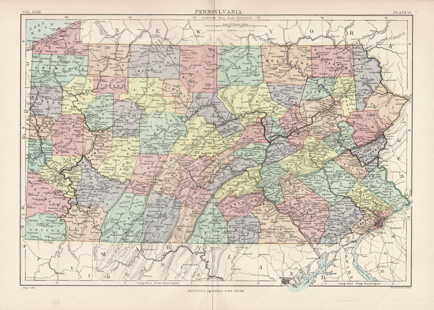 Pennsylvania antique map published 1889