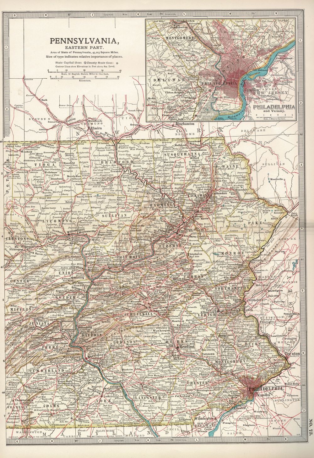Pennsylvania Eastern Part antique map Encyclopaedia Britannica 1903