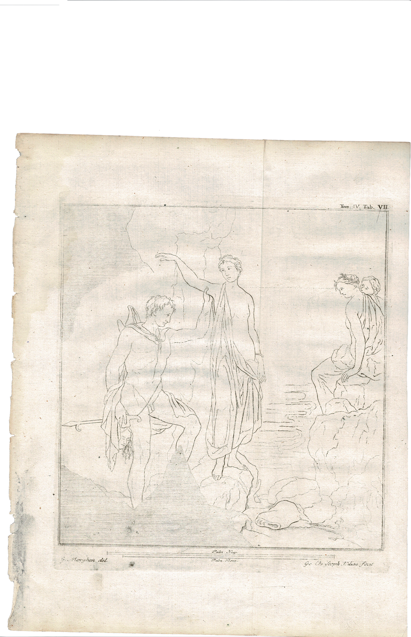 Le Pitture antiche Dercolano Plate 7 (VII) antique print by Giorgio Cristoforo Kilian 1779