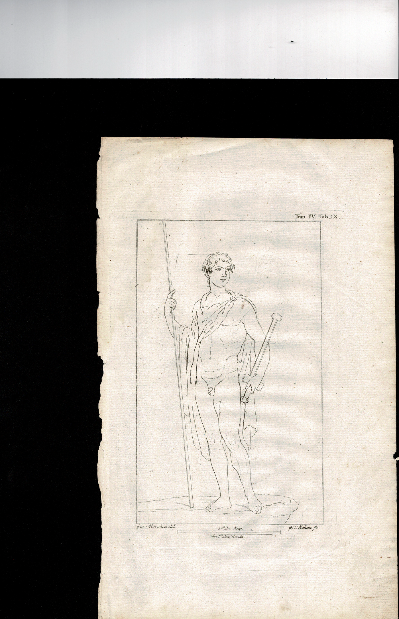 Le Pitture antiche Dercolano Plate 9 (IX) G. C. Kilian antique print published 1779