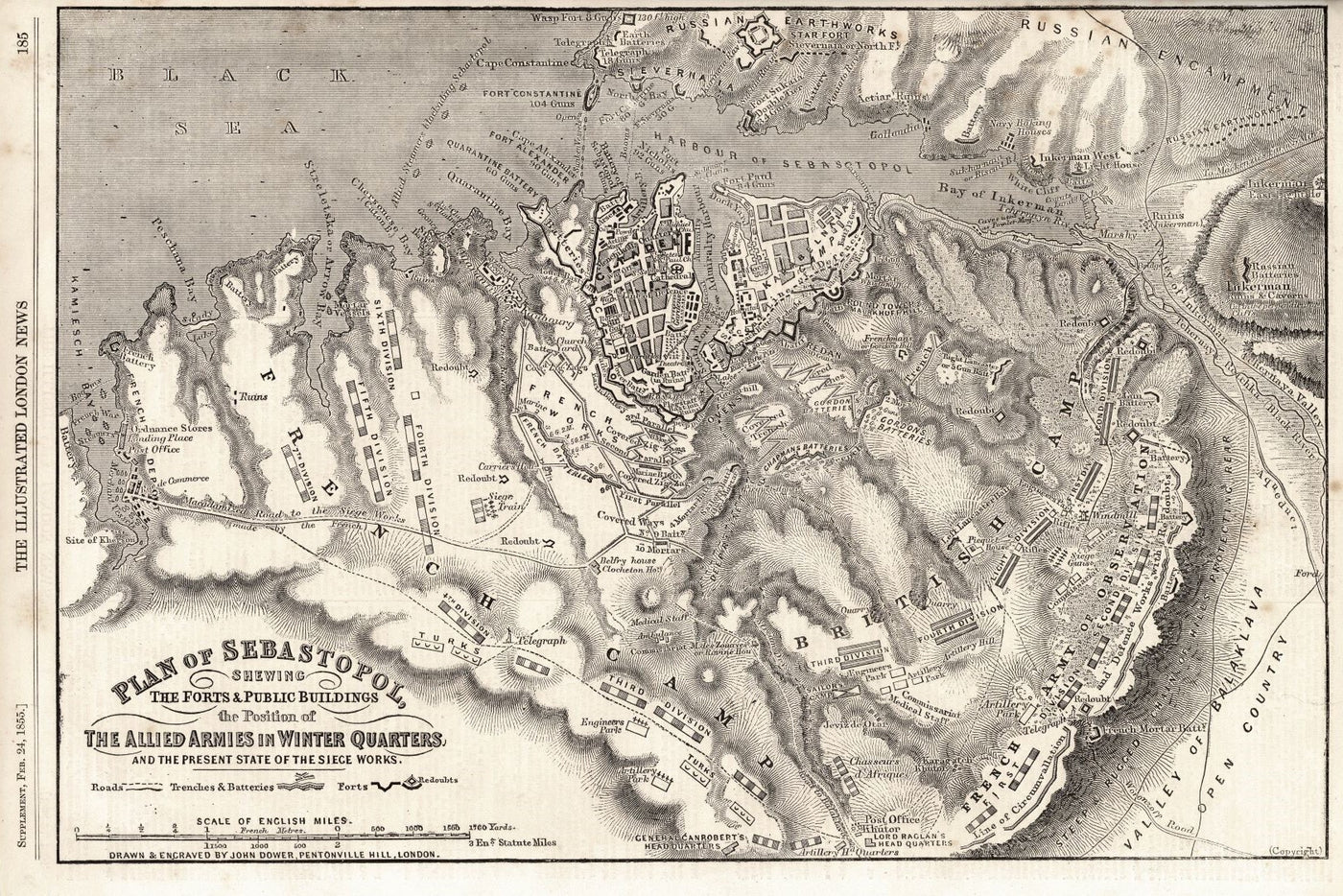 Sevastopol (Siege of Sebastopol) Crimea Russia antique print 1855