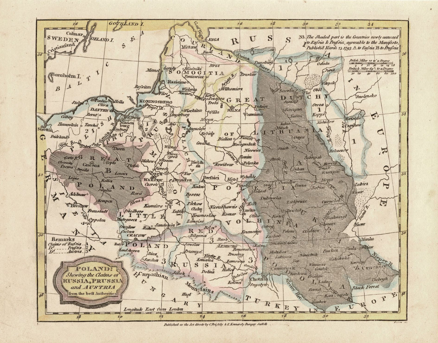 Poland from the Best Authorities antique map c.1806