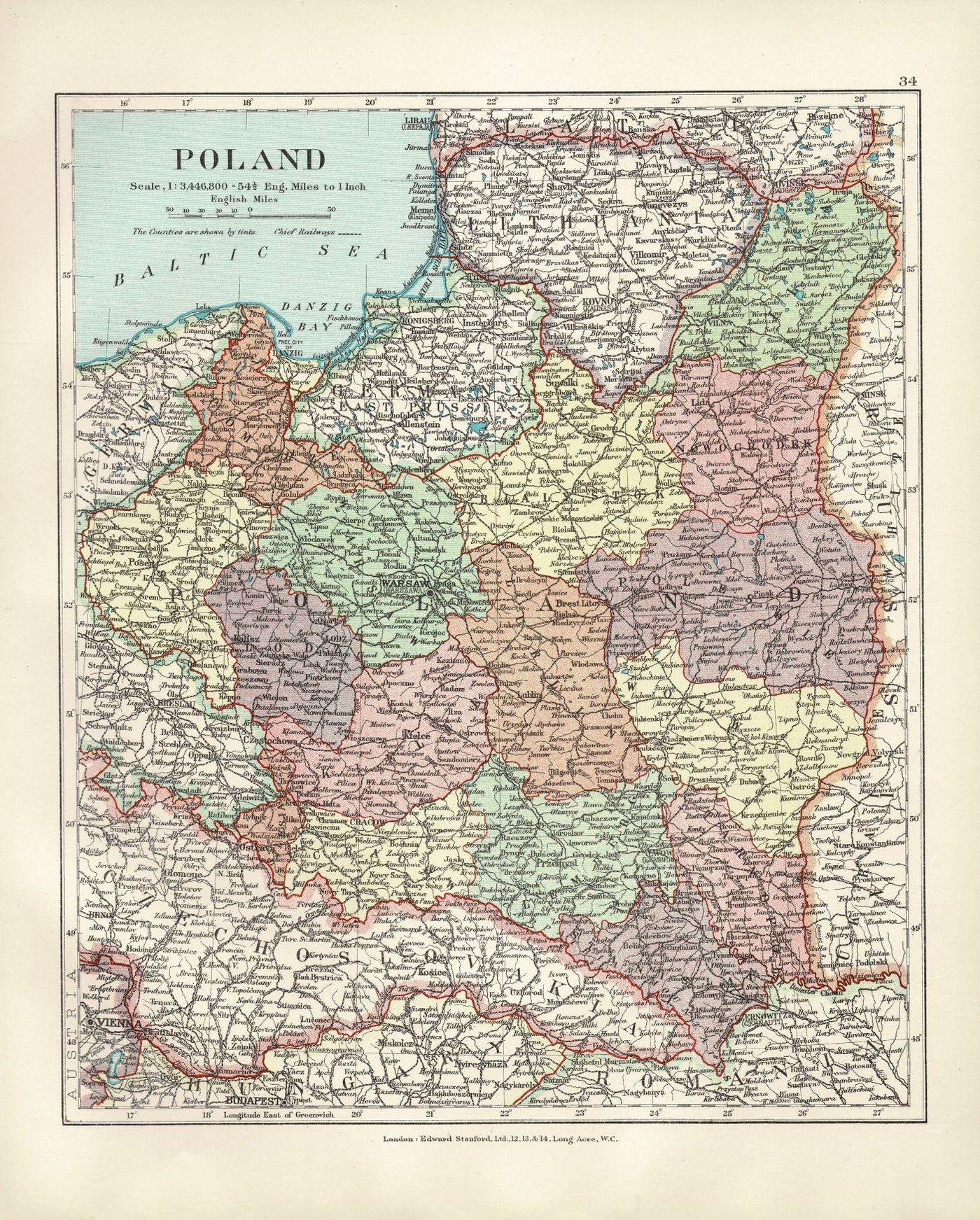 Poland vintage map published 1926