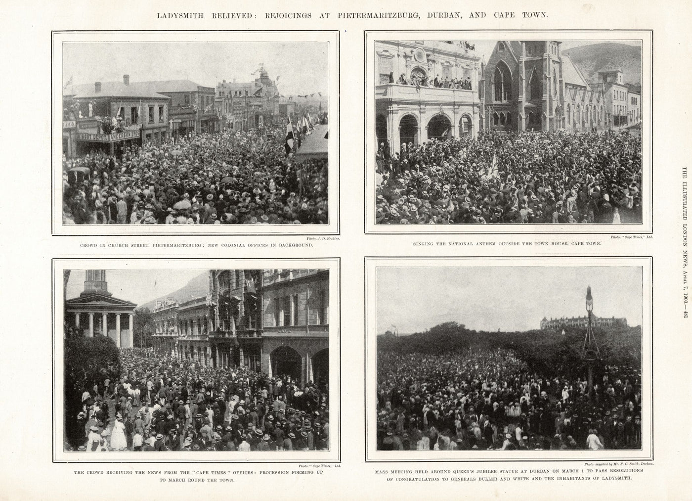 Relief of Ladysmith celebrations second Boer War antique print 1900