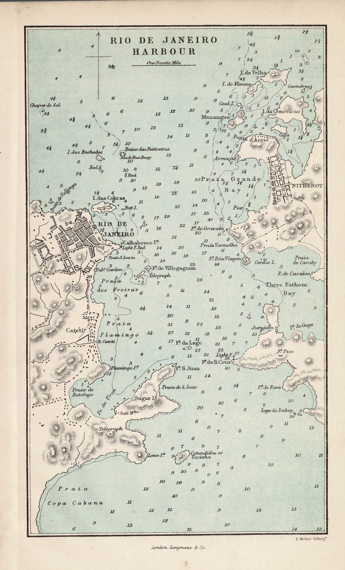 Rio De Janeiro Brazil guaranteed antique map published 1871
