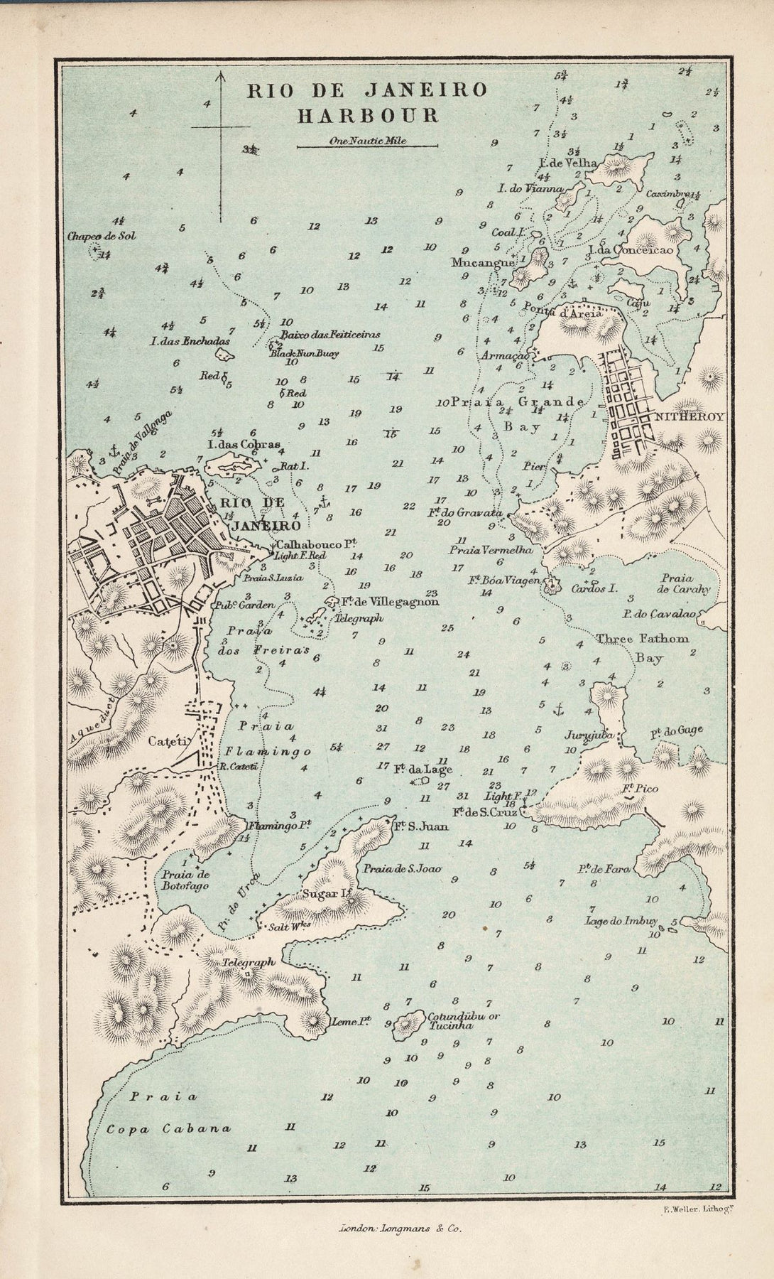 Rio De Janeiro Brazil guaranteed antique map published 1871 – Maps and ...
