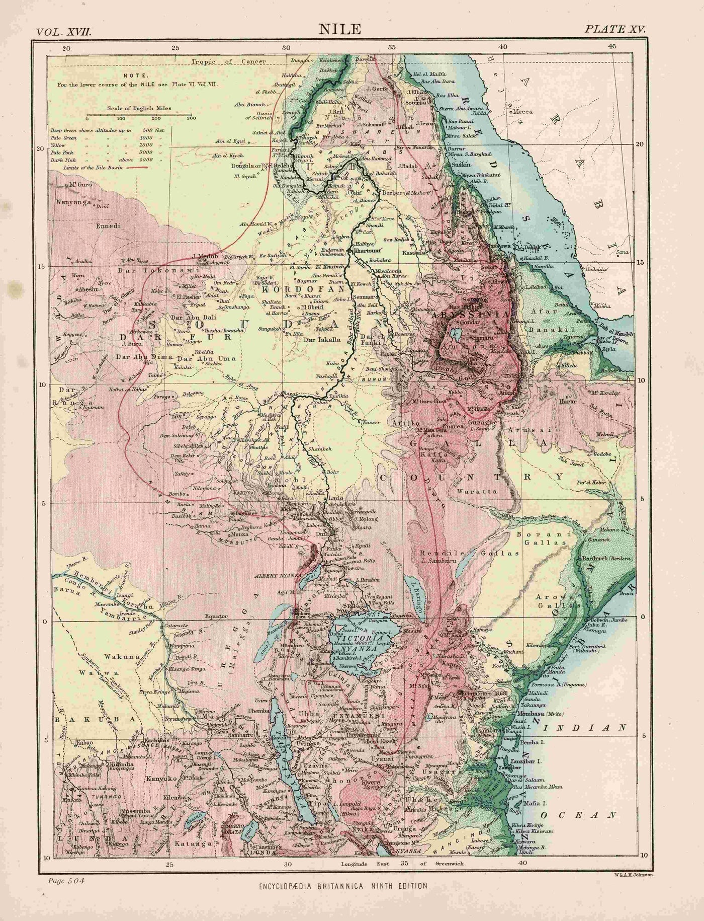 River Nile Encyclopaedia Britannica antique map 1889