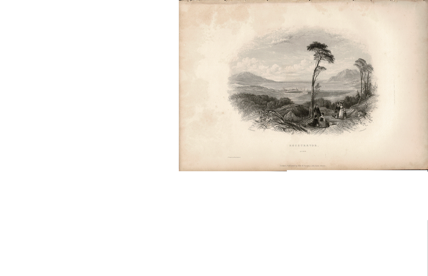 Rosstrevor County Down Ireland antique print 1843