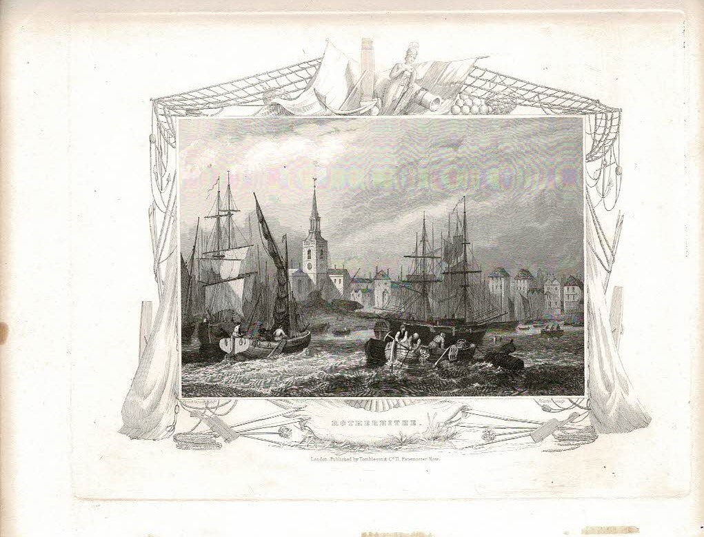 Rotherhithe from the River Thames antique print 1840 – Maps and Antique ...