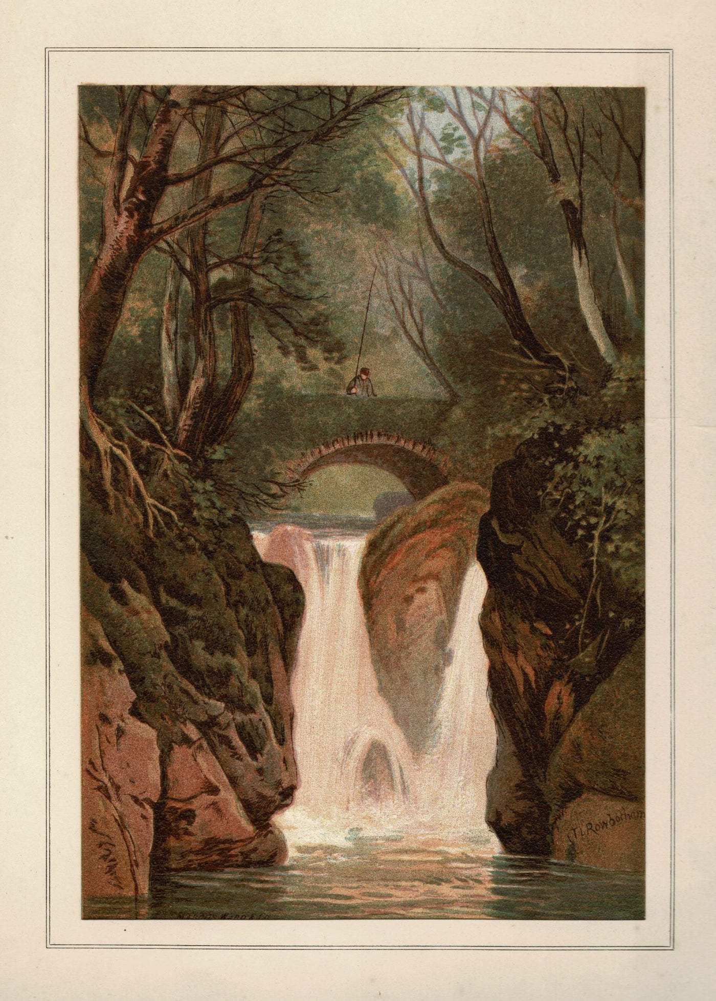 Rydal Falls Ambleside Westmorland Lake District antique print 1879
