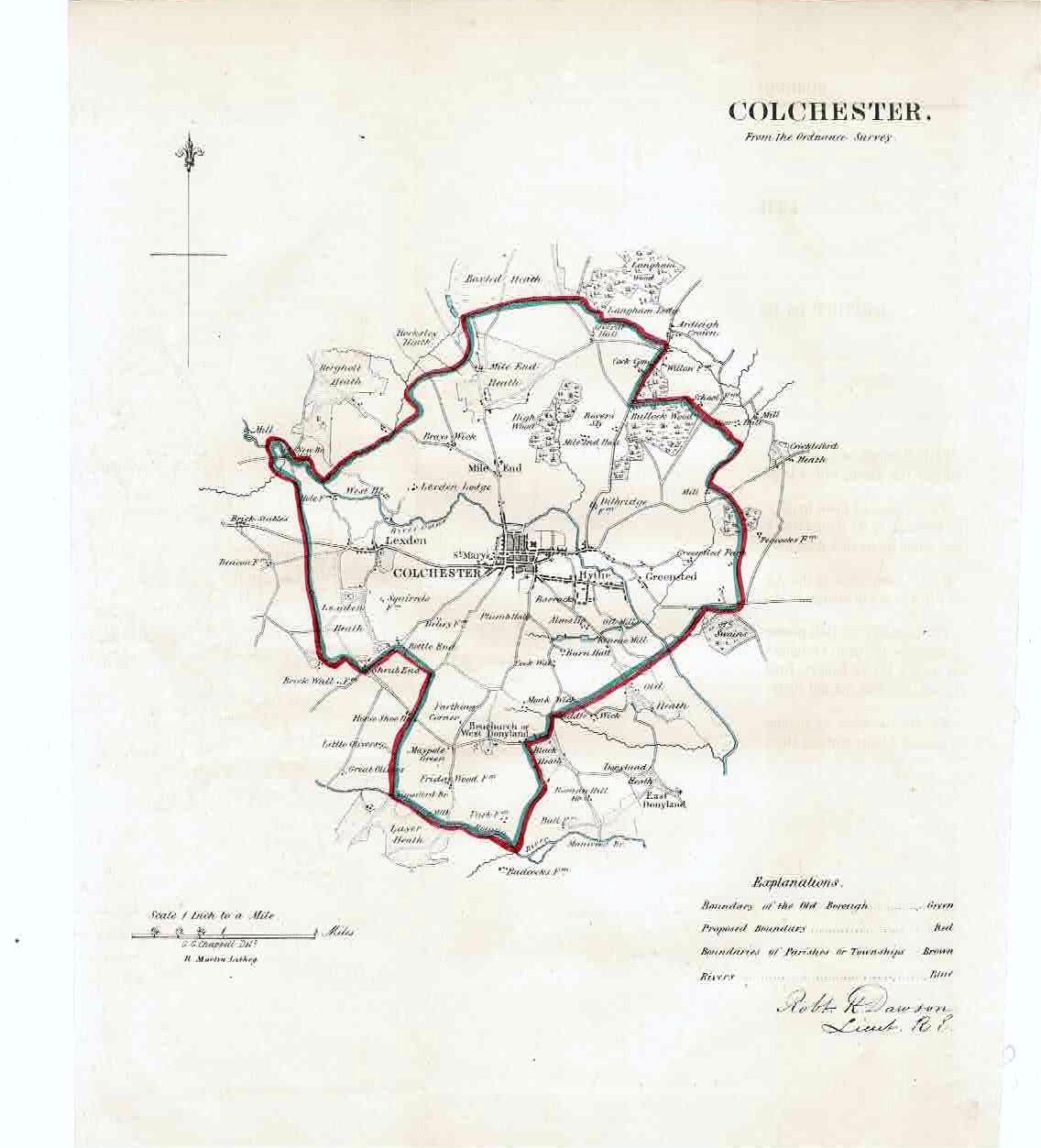 Colchester Ordnance Survey map produced for the Boundary Commission 18 ...