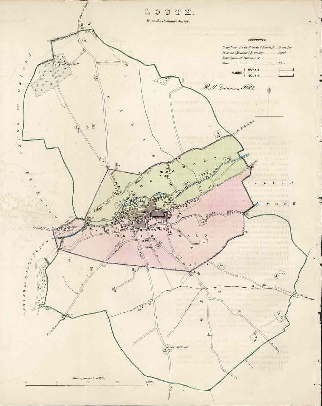Louth Lincolnshire antique map 1837