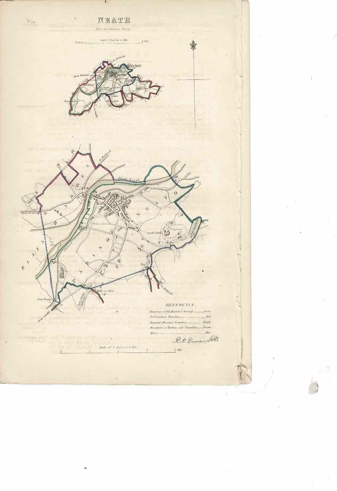 Neath Glamorganshire Wales antique map 1837