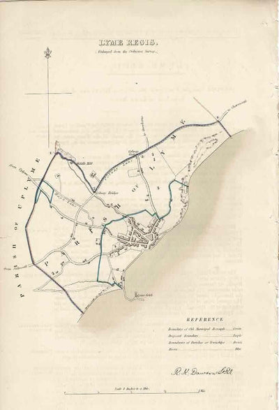 Lyme Regis Dorset antique map 1837