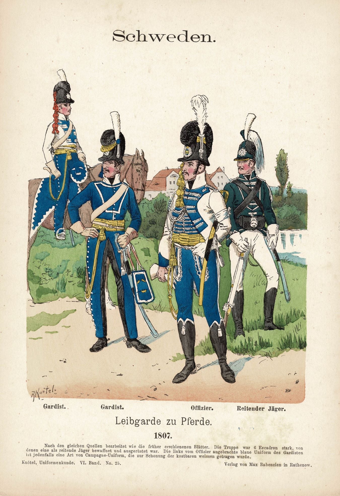 Swedish Mounted Lifeguards Uniforms from 1807 Richard Knötel, 1895