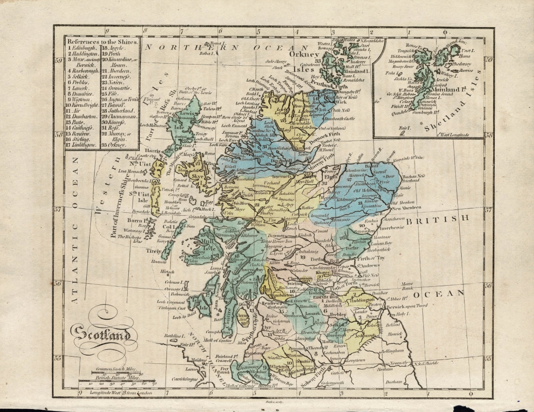 Scotland antique map published 1815