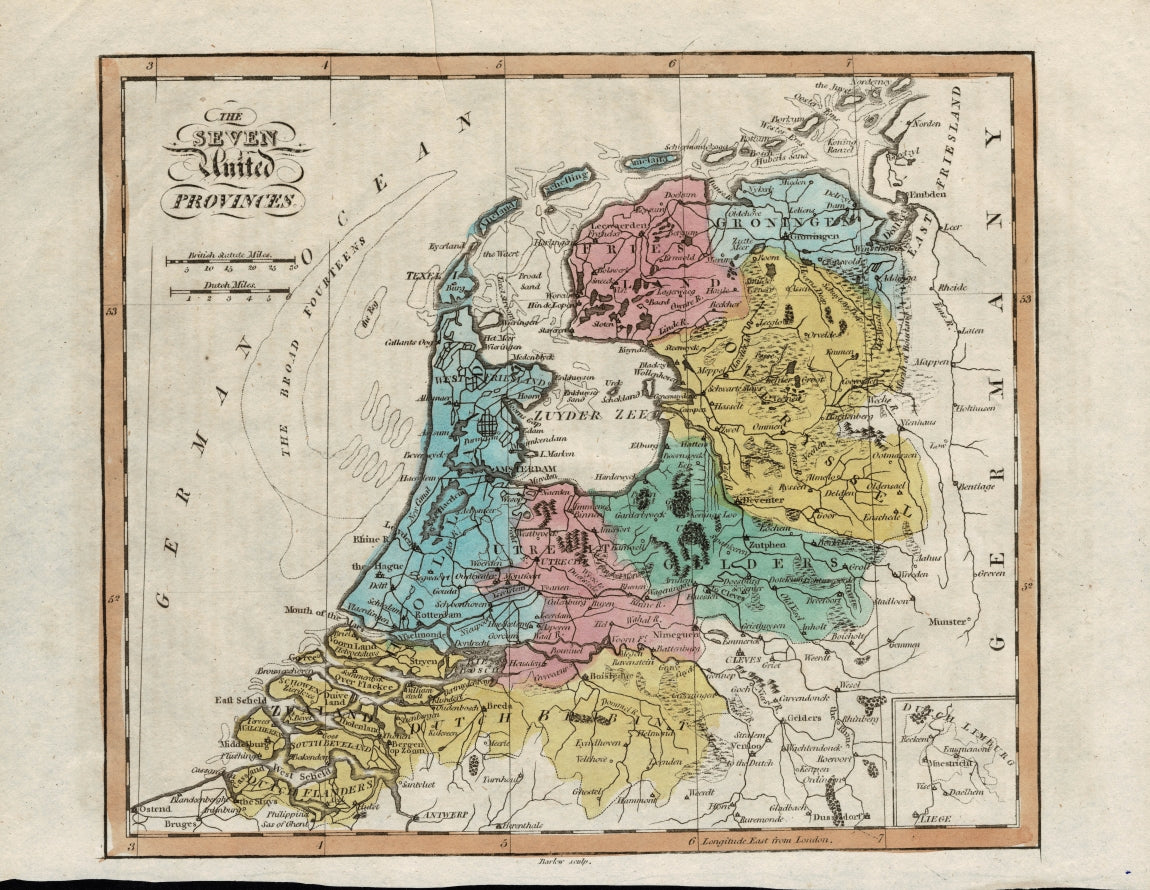 Seven United Provinces antique map 1815