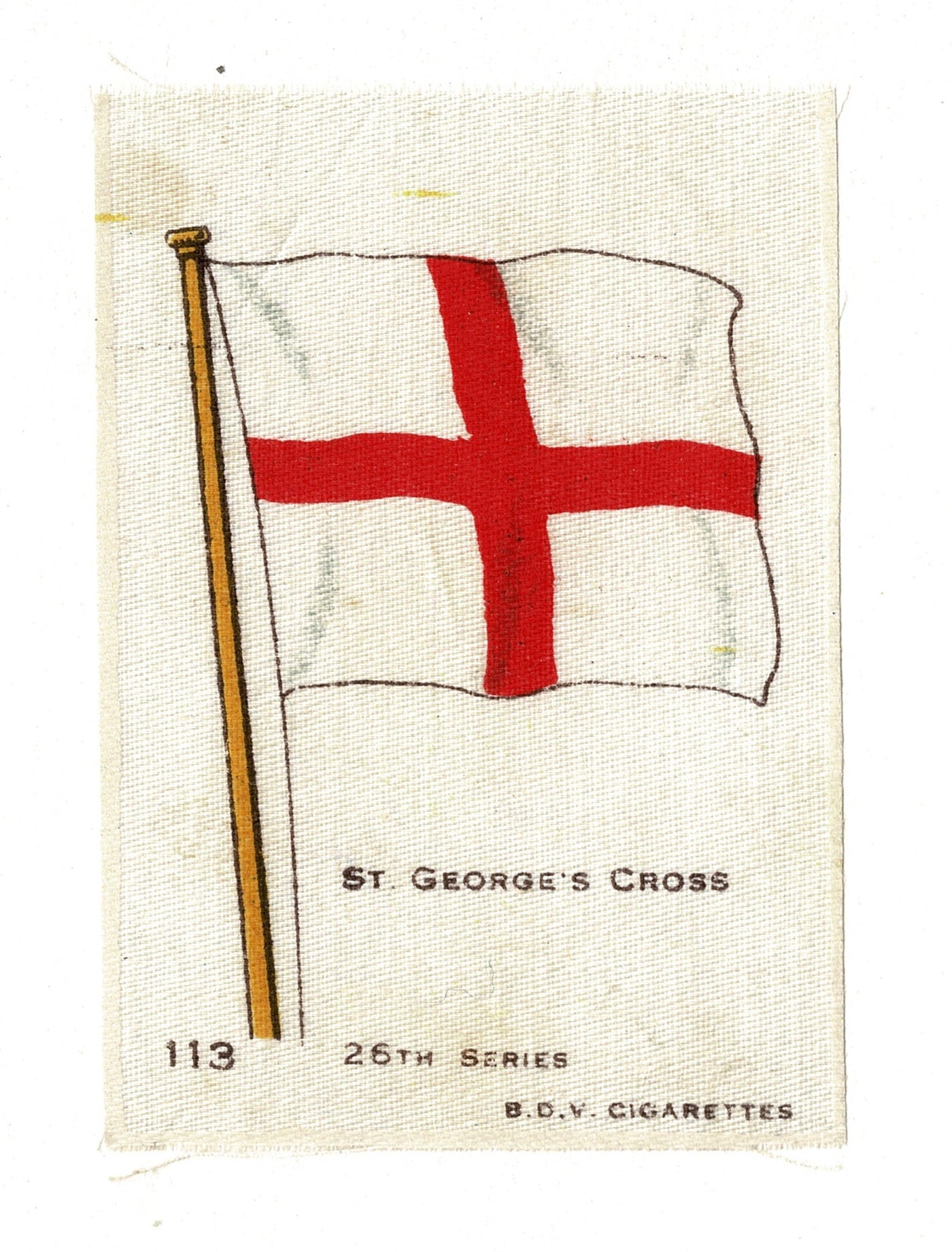 St. George's Cross flag. A set of five B. D. V. early 20th. Century antique cigarette silks