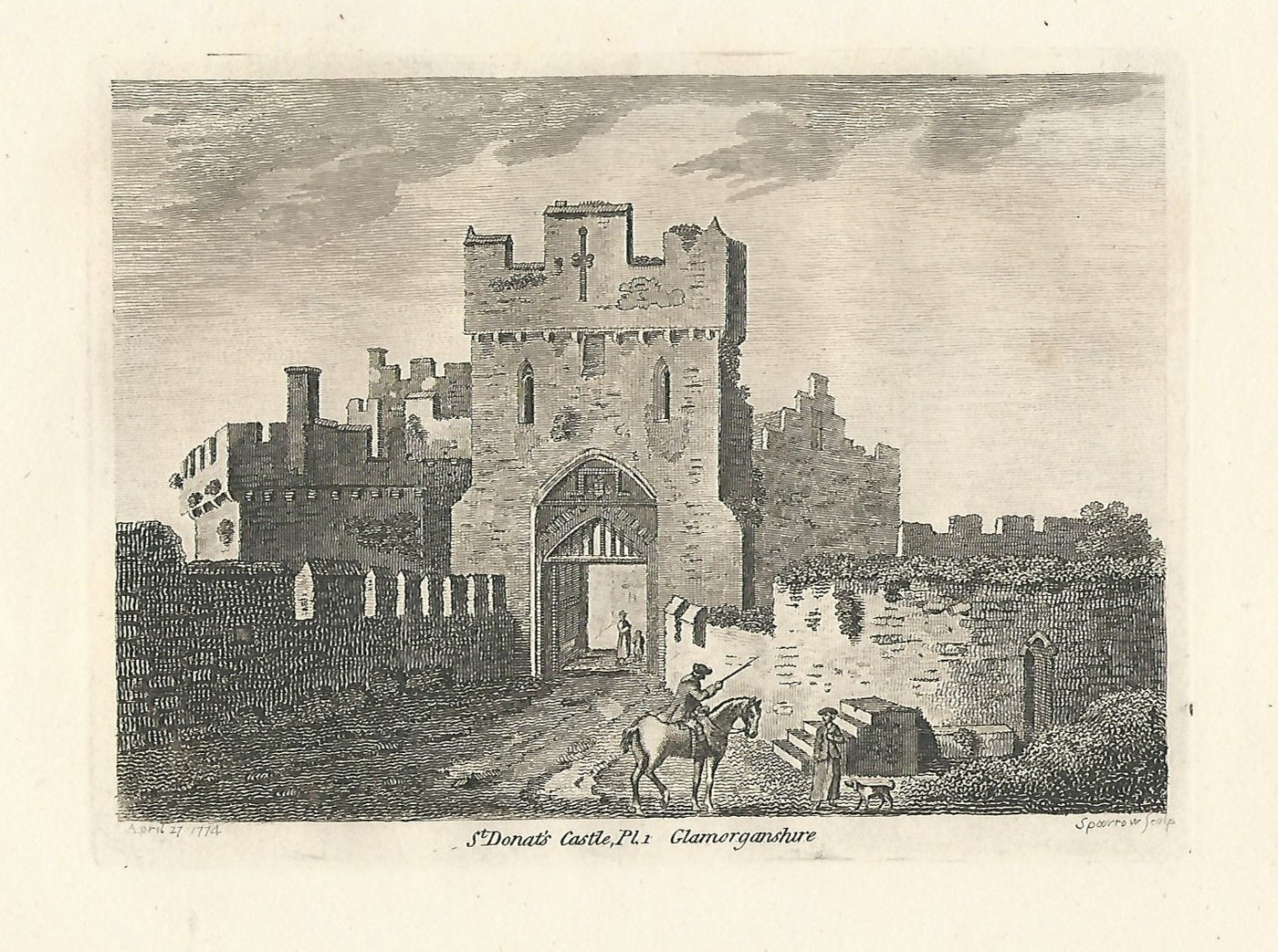 St Donats Castle Glamorganshire antique print 1774