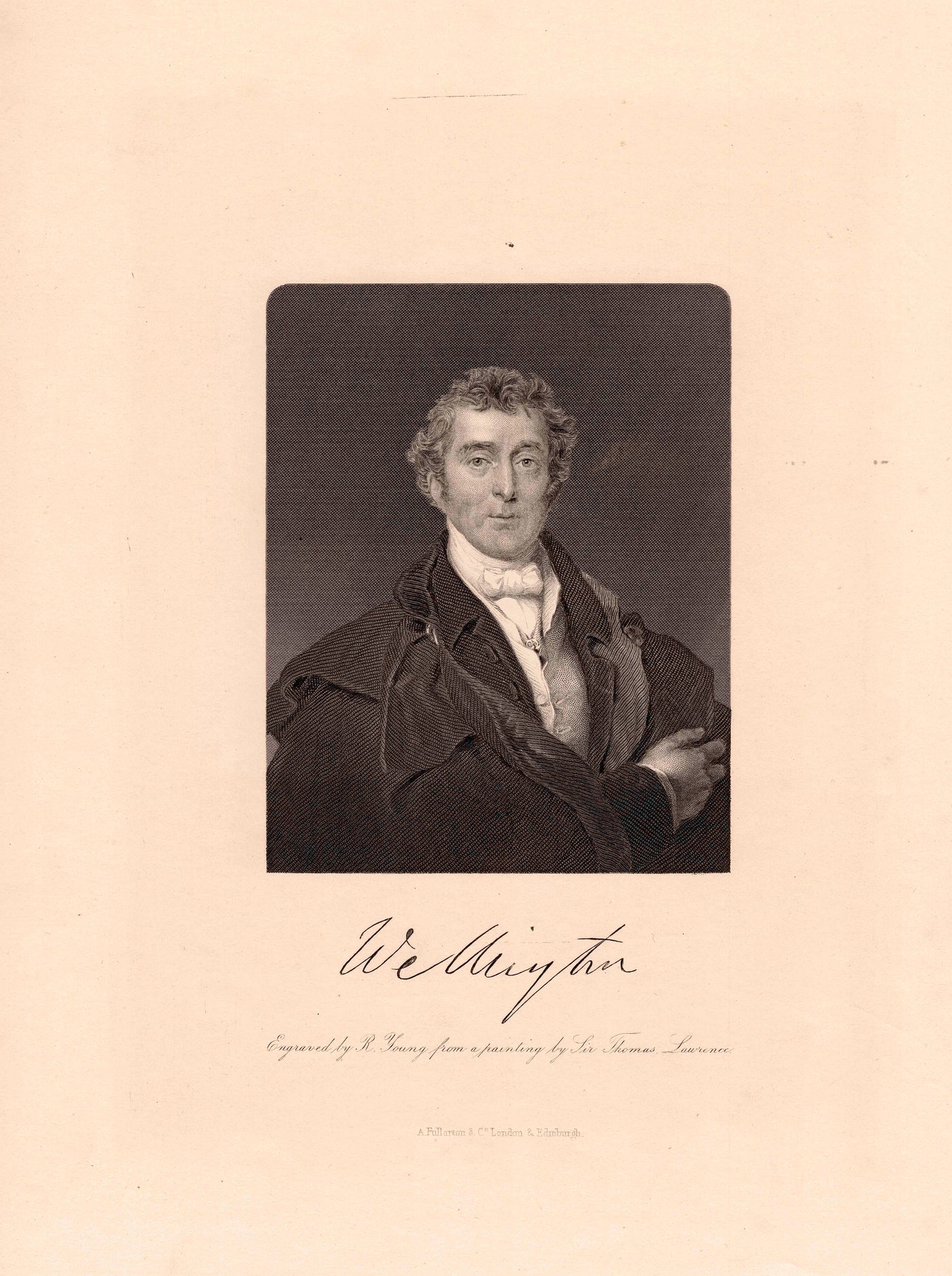 Duke of Wellington portrait and signature antique print 1879