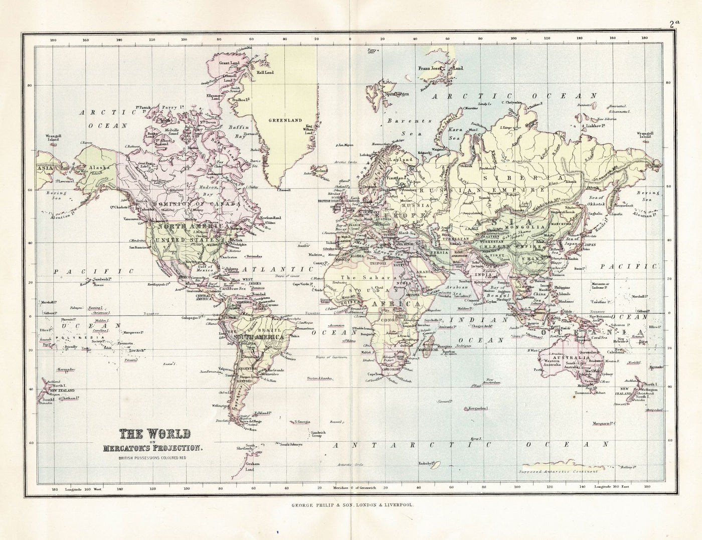World antique map 1891