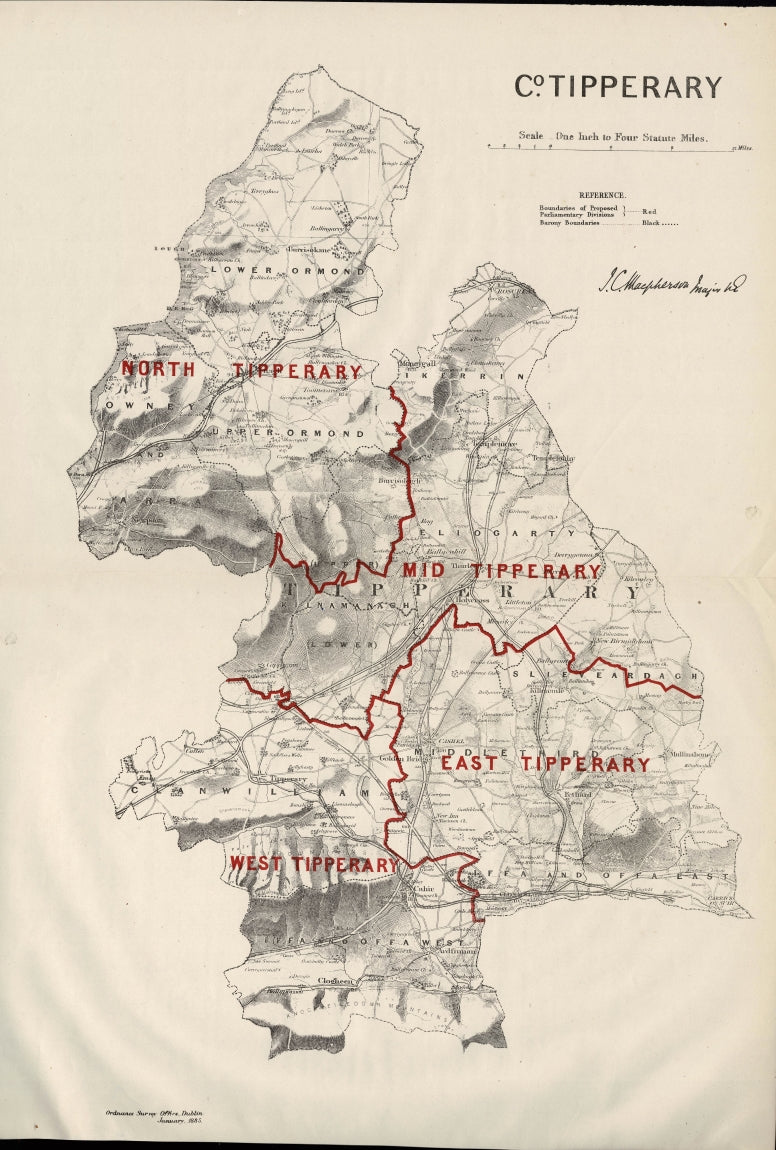 Tipperary Ireland Ordnance Survey antique map 1885