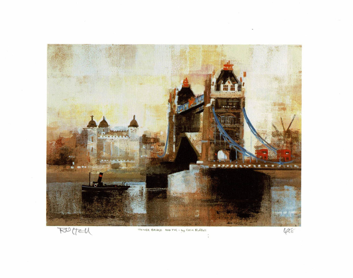 Tower Bridge and Tug signed and numbered Colin Ruffell print