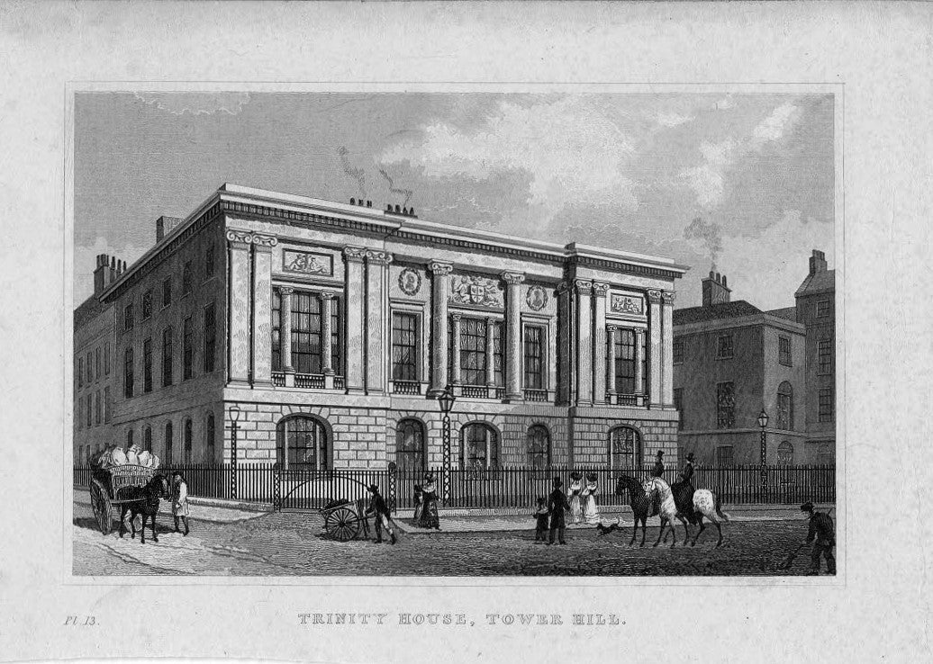 Trinity House Tower Hill antique print 1830