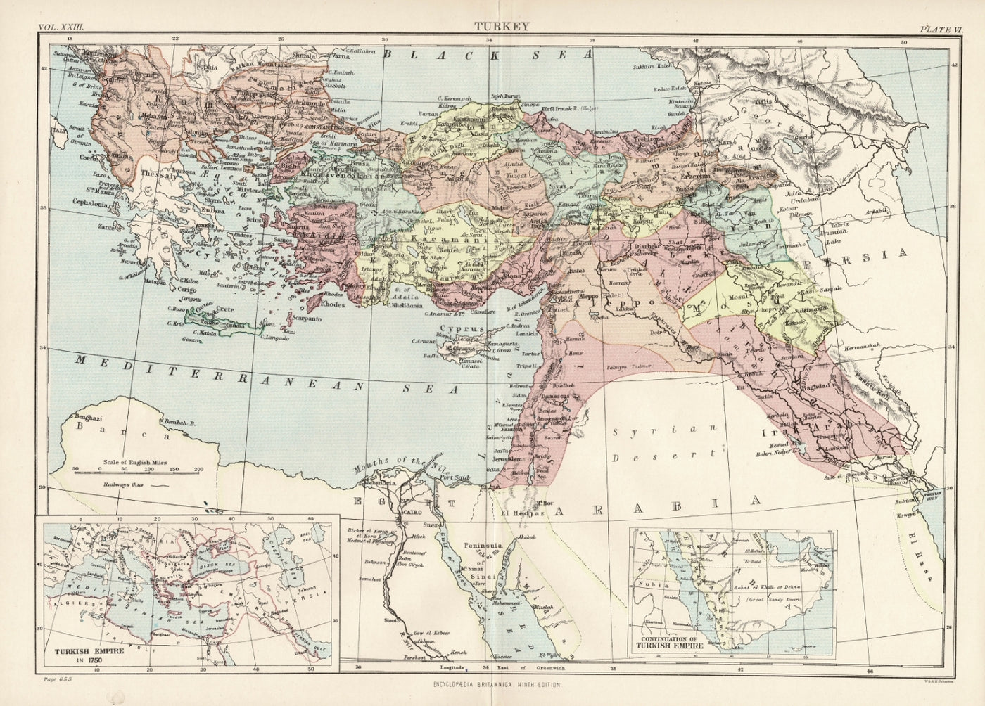 Turkey antique map 1889