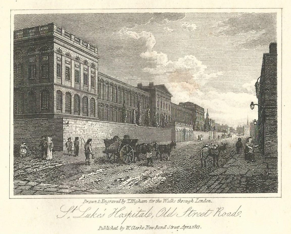 St Luke's Hospital Old Street antique print 1817