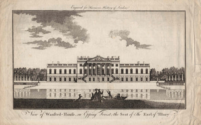Wanstead House in Epping Forest Essex antique print published 1776