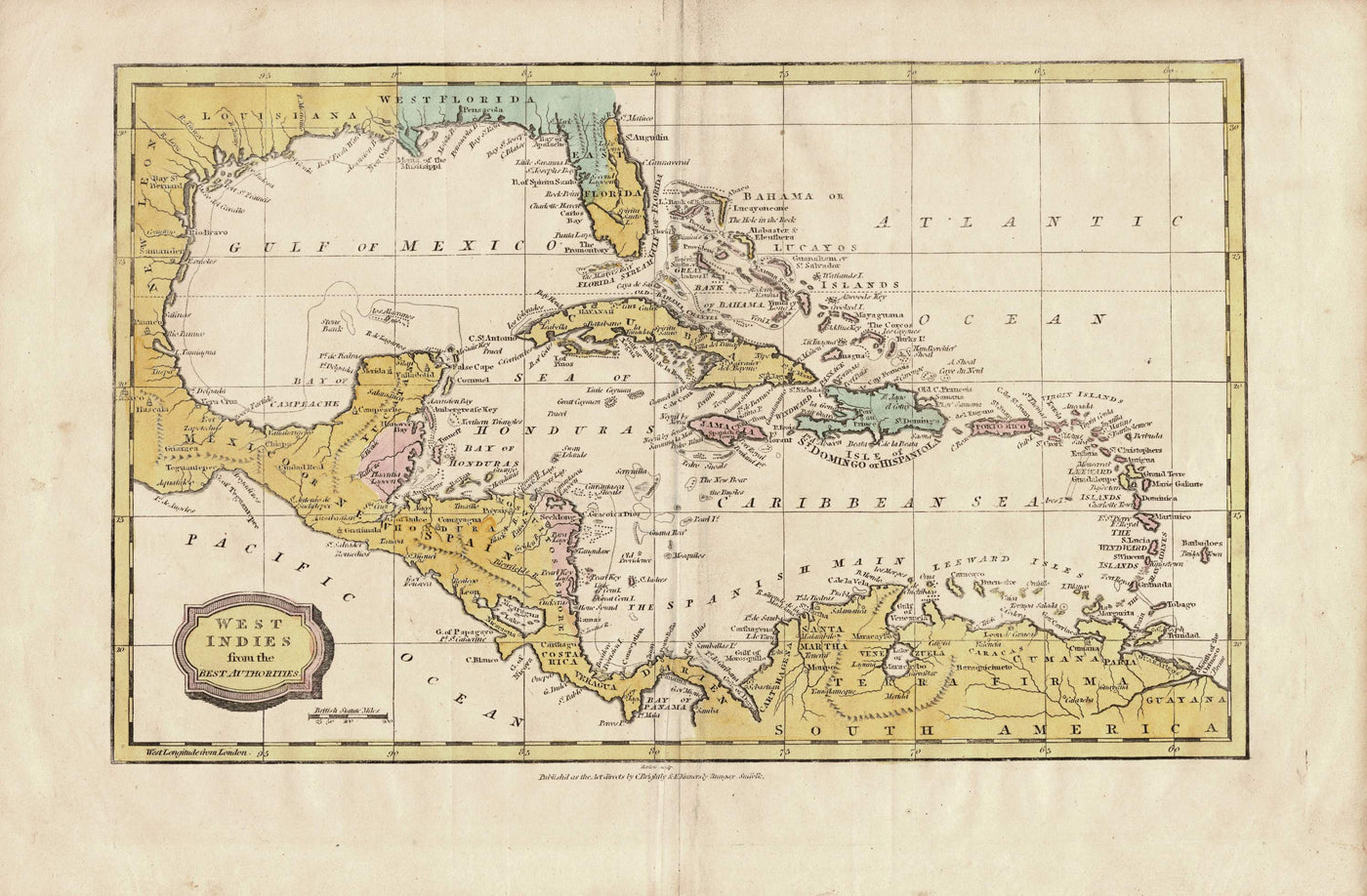 West Indies from the Best Authorities antique map 1806