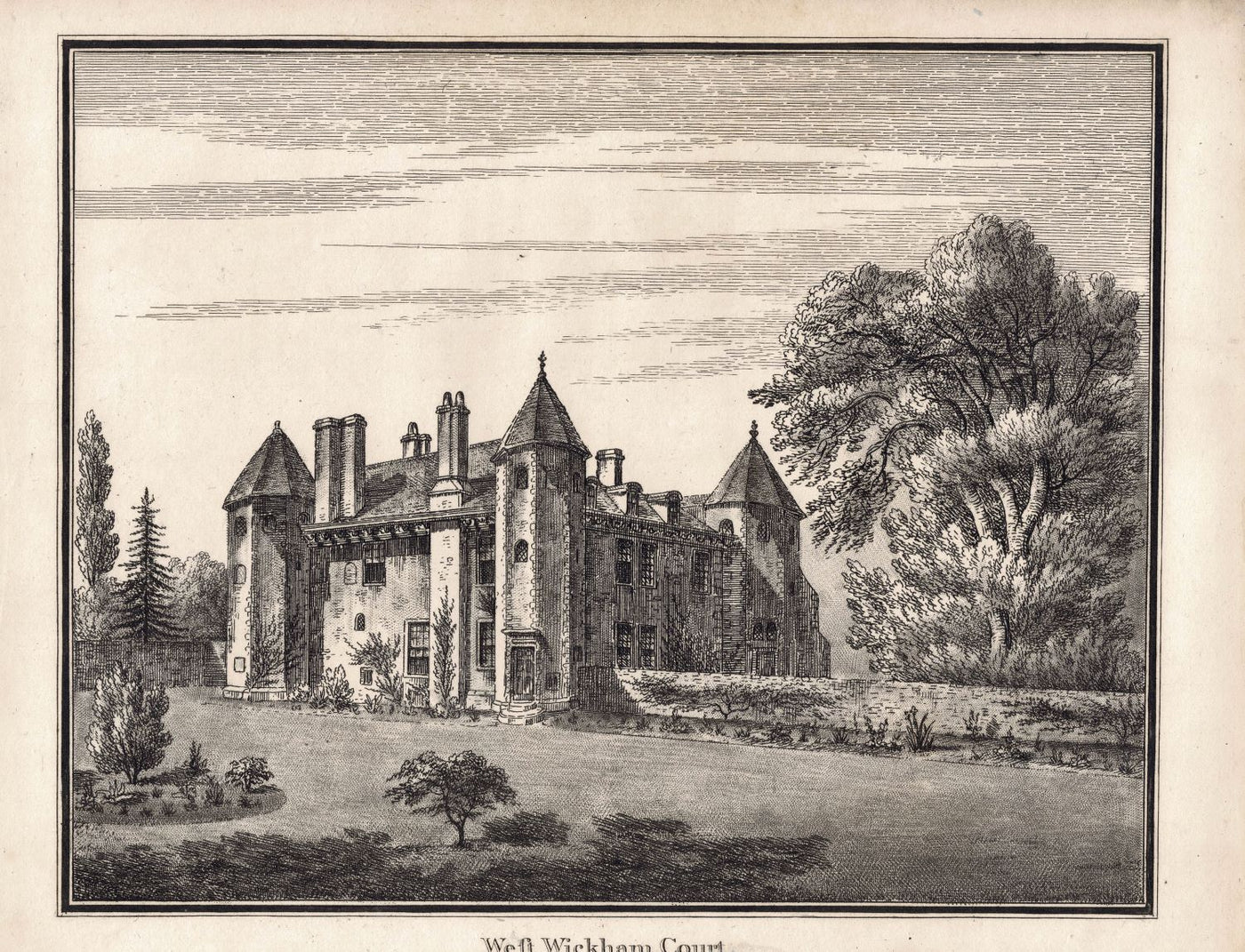 West Wickham Court Bromley antique print 1811
