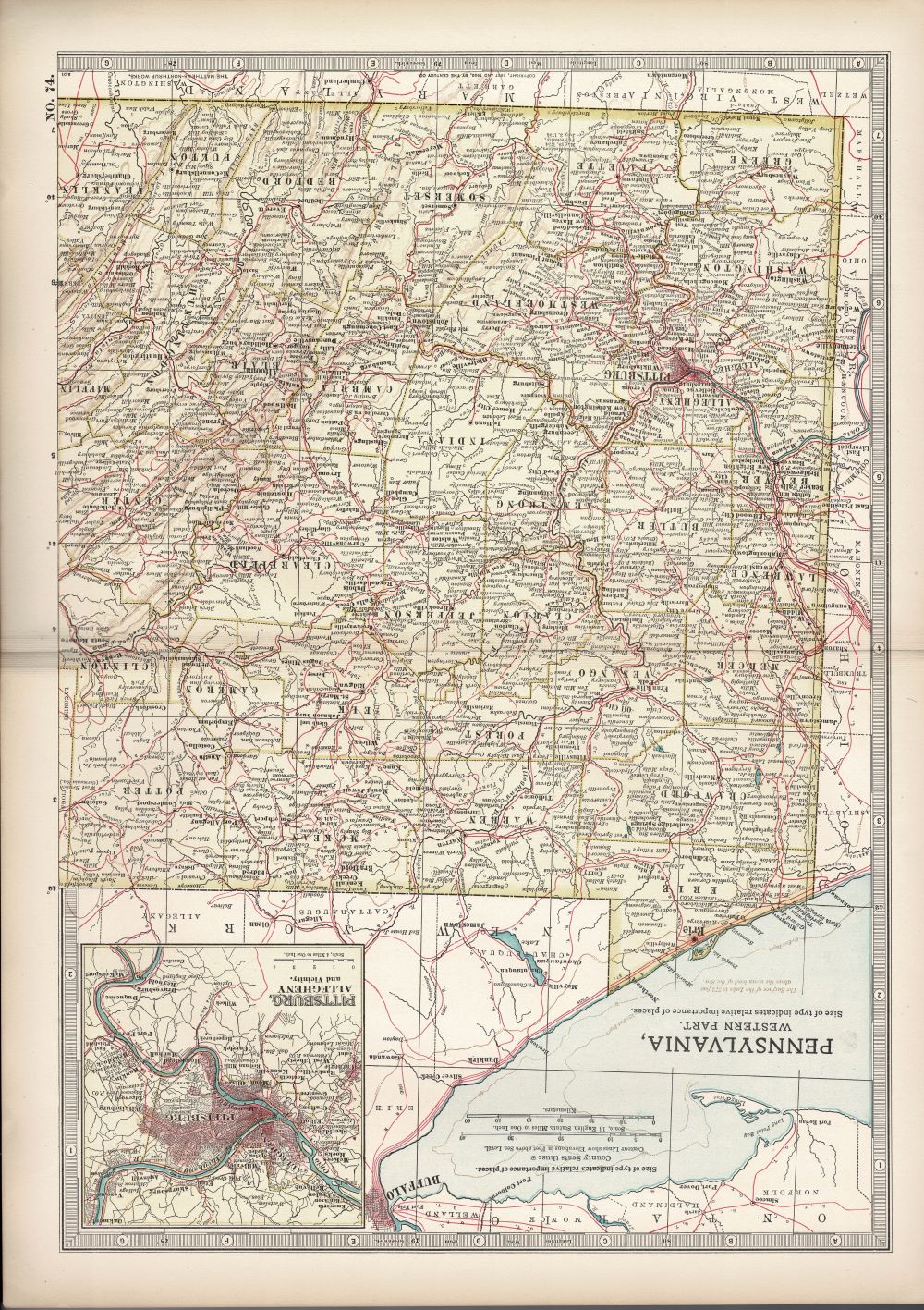 Pennsylvania Western Part antique map Encyclopaedia Britannica 1903