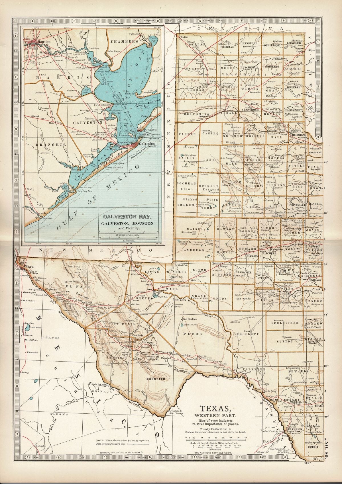 Texas Western Part antique map No.89 Encyclopaedia Britannica 1903
