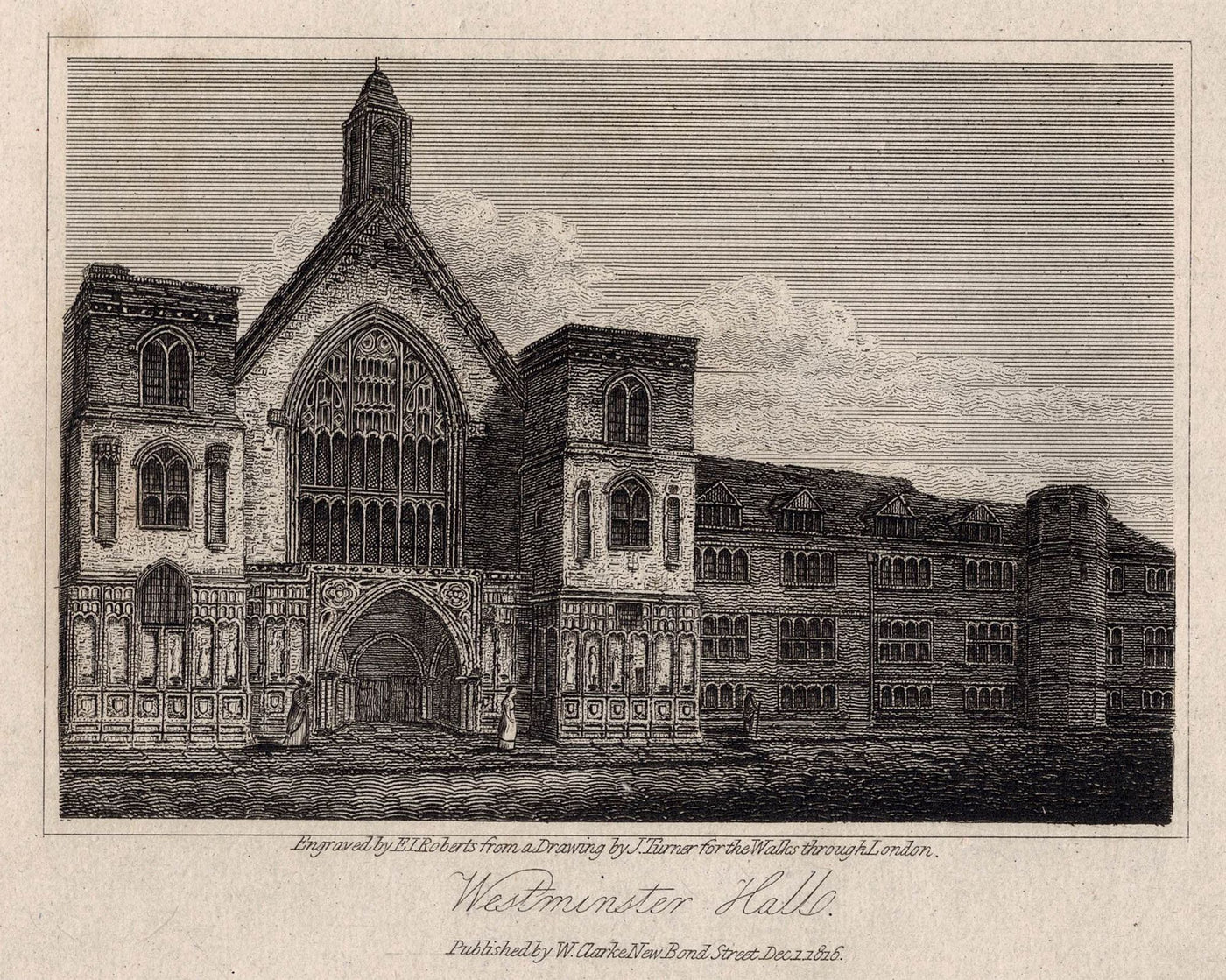 Westminster Hall antique print 1817